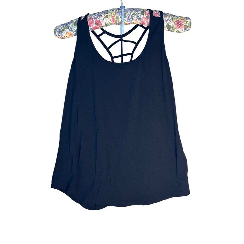ATHLETA Halasana Macrame Tank Black large Athleisure Sporty